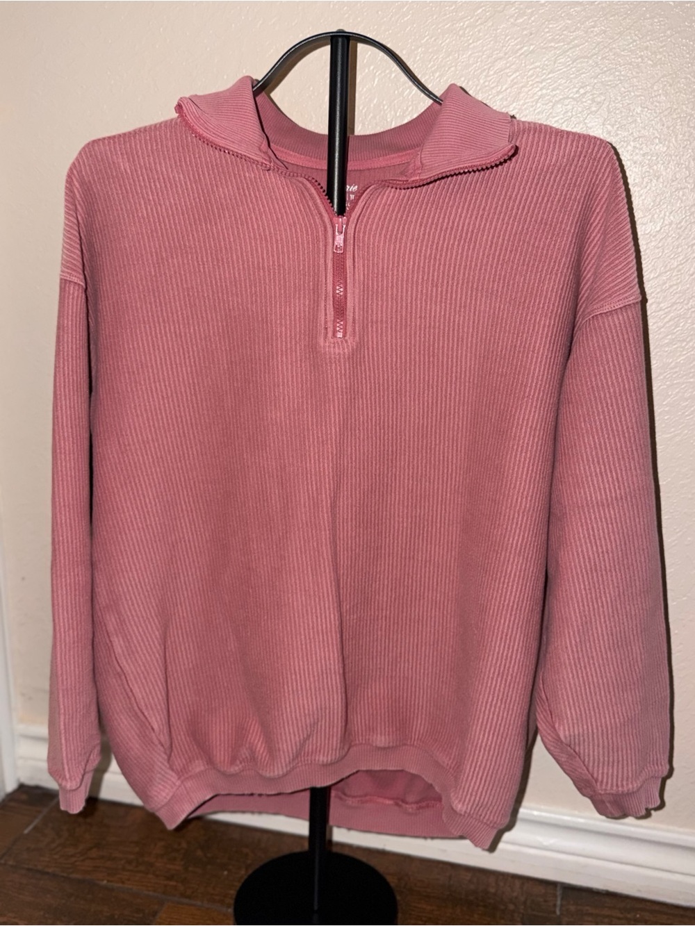 aerie Ribbed Half-Zip Sweater in Rose